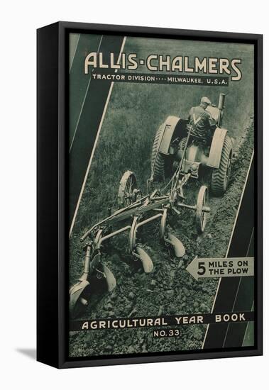 Farmer on an Allis Chalmers Tractor Plowing a Field-null-Framed Stretched Canvas