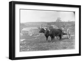 Farmer on Ox Cart-null-Framed Photographic Print