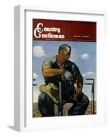 "Farmer on Tractor," Country Gentleman Cover, May 1, 1944-Robert Riggs-Framed Giclee Print