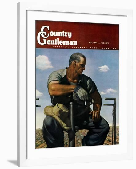 "Farmer on Tractor," Country Gentleman Cover, May 1, 1944-Robert Riggs-Framed Giclee Print