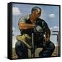 "Farmer on Tractor,"May 1, 1944-Robert Riggs-Framed Stretched Canvas