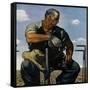 "Farmer on Tractor,"May 1, 1944-Robert Riggs-Framed Stretched Canvas