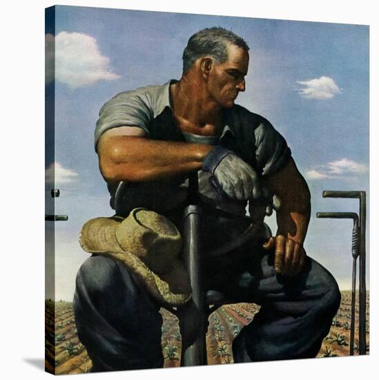 "Farmer on Tractor,"May 1, 1944-Robert Riggs-Stretched Canvas