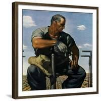 "Farmer on Tractor,"May 1, 1944-Robert Riggs-Framed Giclee Print