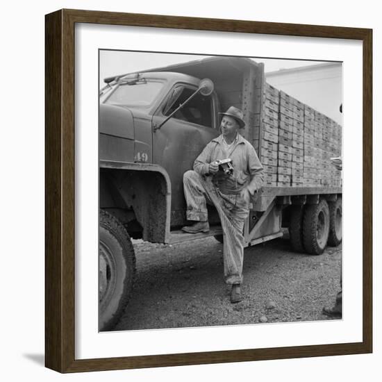 Farmer Paul Trent Holding Camera He Used to Photograph Flying Saucers-Loomis Dean-Framed Photographic Print