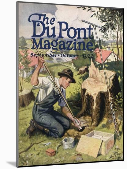 Farmer Planting Dupont Dynamite, Front Cover of the 'Dupont Magazine', September-October 1922-American School-Mounted Giclee Print