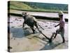 Farmer Ploughing Flooded Rice Field, Central Area, Island of Bali, Indonesia, Southeast Asia-Bruno Morandi-Stretched Canvas