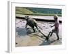 Farmer Ploughing Flooded Rice Field, Central Area, Island of Bali, Indonesia, Southeast Asia-Bruno Morandi-Framed Photographic Print