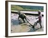 Farmer Ploughing Flooded Rice Field, Central Area, Island of Bali, Indonesia, Southeast Asia-Bruno Morandi-Framed Photographic Print