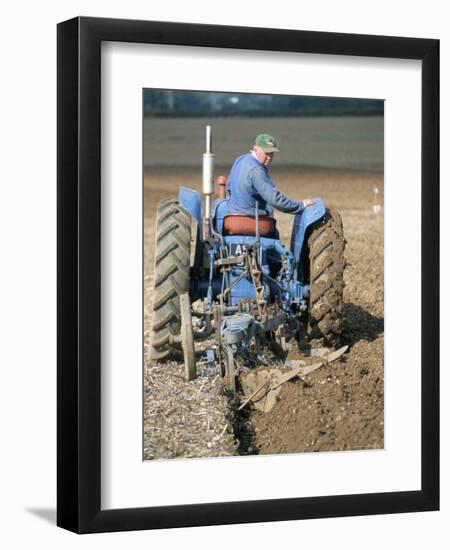 Farmer Ploughing Near Sonning Common, Oxfordshire, England, United Kingdom-Robert Francis-Framed Premium Photographic Print