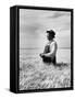 Farmer Posing in His Wheat Field-Ed Clark-Framed Stretched Canvas