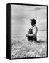 Farmer Posing in His Wheat Field-Ed Clark-Framed Stretched Canvas