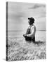 Farmer Posing in His Wheat Field-Ed Clark-Stretched Canvas