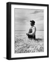 Farmer Posing in His Wheat Field-Ed Clark-Framed Premium Photographic Print