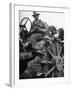 Farmer Sitting on Plow-null-Framed Photographic Print