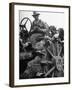 Farmer Sitting on Plow-null-Framed Photographic Print