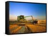 Farmer Unloading Wheat from Combine Near Colfax, Washington, USA-Chuck Haney-Framed Stretched Canvas