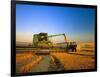 Farmer Unloading Wheat from Combine Near Colfax, Washington, USA-Chuck Haney-Framed Photographic Print