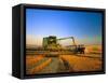 Farmer Unloading Wheat from Combine Near Colfax, Washington, USA-Chuck Haney-Framed Stretched Canvas