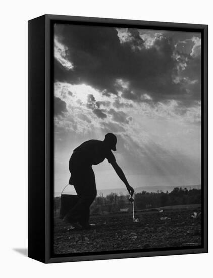 Farmer Watering the Crops-Ed Clark-Framed Stretched Canvas