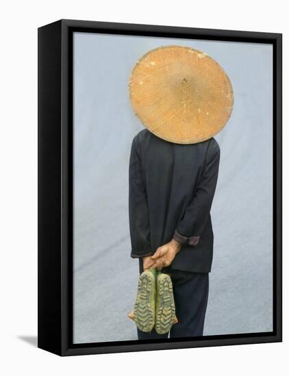 Farmer Wearing Bamboo Hat, Yunnan Province, China-Keren Su-Framed Stretched Canvas