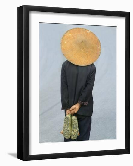 Farmer Wearing Bamboo Hat, Yunnan Province, China-Keren Su-Framed Photographic Print