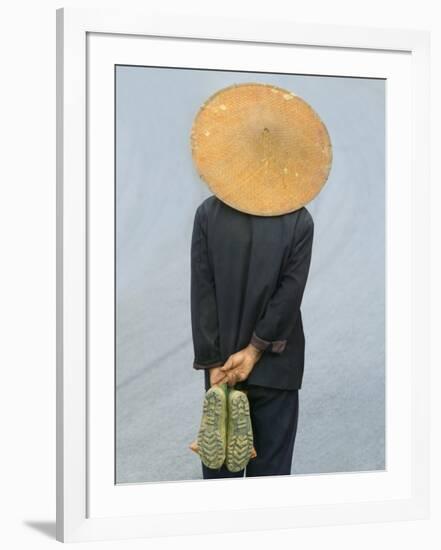 Farmer Wearing Bamboo Hat, Yunnan Province, China-Keren Su-Framed Photographic Print