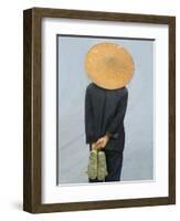 Farmer Wearing Bamboo Hat, Yunnan Province, China-Keren Su-Framed Photographic Print