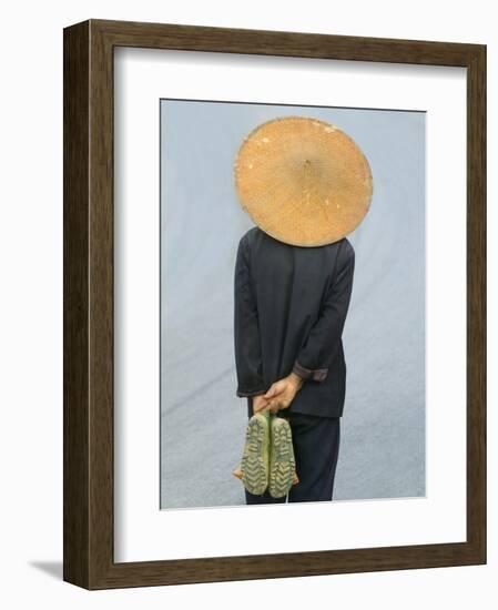 Farmer Wearing Bamboo Hat, Yunnan Province, China-Keren Su-Framed Photographic Print