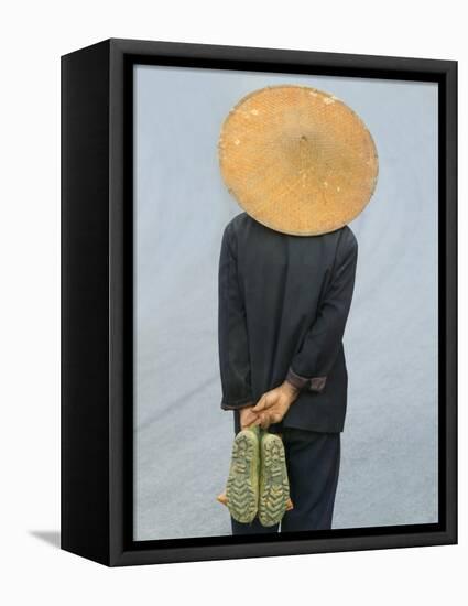 Farmer Wearing Bamboo Hat, Yunnan Province, China-Keren Su-Framed Stretched Canvas