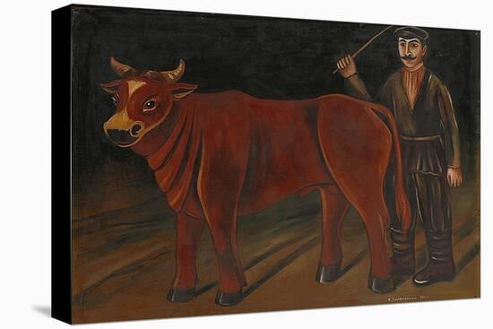 Farmer with Bull, 1916-Niko Pirosmani-Stretched Canvas