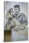 Farmer with Goat, Mural in Orgosolo, Sardinia, Italy-null-Stretched Canvas