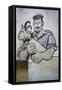 Farmer with Goat, Mural in Orgosolo, Sardinia, Italy-null-Framed Stretched Canvas