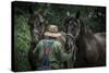 Farmer with Two Horses-Stephen Arens-Stretched Canvas