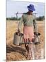 Farmer with Watering Cans, Cambodia, Indochina, Southeast Asia-Tim Hall-Mounted Photographic Print