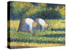 Farmers at Work, 1882-Georges Seurat-Stretched Canvas