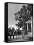 Farmers Family Saluting the Us Flag, During the Drought in Central and South Missouri-John Dominis-Framed Stretched Canvas