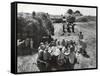 Farmers Having Lunch Brought and Served by Wives During Harvest of Spring Wheat in Wheat Farm-Gordon Coster-Framed Stretched Canvas