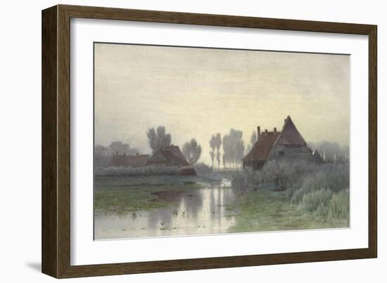 Farmers' Homes on the Water in Morning Mist, Ca. 1848-1903-Paul Joseph Constantin Gabriel-Framed Art Print