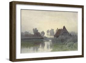 Farmers' Homes on the Water in Morning Mist, Ca. 1848-1903-Paul Joseph Constantin Gabriel-Framed Art Print