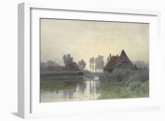 Farmers' Homes on the Water in Morning Mist, Ca. 1848-1903-Paul Joseph Constantin Gabriel-Framed Art Print