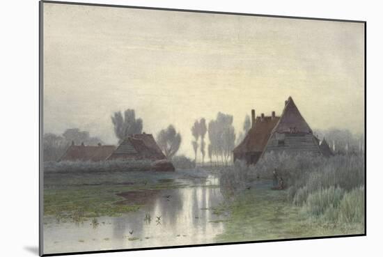 Farmers' Homes on the Water in Morning Mist, Ca. 1848-1903-Paul Joseph Constantin Gabriel-Mounted Art Print