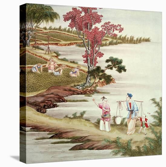 Farmers Planting Tea-null-Stretched Canvas