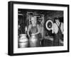 Farmers Working in Dairy Barn-null-Framed Photographic Print