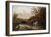 Farmhorses Watering in a Wooded River Landscape-Henry Thomas Alken-Framed Giclee Print