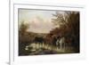 Farmhorses Watering in a Wooded River Landscape-Henry Thomas Alken-Framed Giclee Print