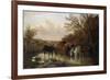Farmhorses Watering in a Wooded River Landscape-Henry Thomas Alken-Framed Giclee Print