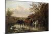 Farmhorses Watering in a Wooded River Landscape-Henry Thomas Alken-Mounted Giclee Print
