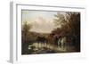 Farmhorses Watering in a Wooded River Landscape-Henry Thomas Alken-Framed Giclee Print