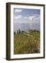 Farmhouse and cultivated fields overlooking the sea, Pomonte, Marciana, Elba Island, Livorno Provin-Roberto Moiola-Framed Photographic Print